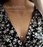Shaw&Witch新款 进口14K三角形 天然淡水珍珠 Y 简约 锁骨链 项链
