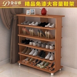 简易多层鞋架 家用客厅简约鞋柜 组装实木色收纳防尘置物架子特价