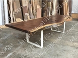 美式 loft实木整板不规则铁艺餐桌书桌会议桌原木办公桌洽谈桌