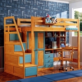 儿童多功能上下床带衣柜书桌梯柜多功能组合实木双层床高低母子床