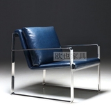 简约现代客厅不锈钢皮椅休闲单椅 设计师北欧单人沙发椅子 老虎椅