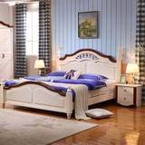 地中海韩式田园床美式双人床1.8米全实木橡胶木床美式公主床婚床