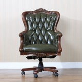弗莱金堡欧式老板椅真皮可躺大班椅美式实木书椅宝利诺电脑椅牛皮
