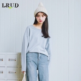 LRUD2016秋季新款韩版圆领套头纯色卫衣女宽松长袖简约外套上衣