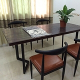 美式实木餐桌 复古长方形办公会议书桌餐桌椅组合小户型家具定制