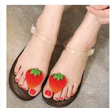 2016夏季新款沙滩旅游女凉鞋平底夹趾鞋草莓塑料胶鞋水晶果冻女鞋