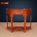 红木玄关桌 非洲花梨木半月台 实木雕刻半圆桌子 玄关置物架 家具