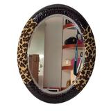包邮 2016新款豹纹皮革梳妆镜 化妆镜 公主壁挂台式大号 田园欧式