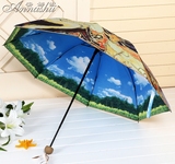 创意安娜淑梵高油画太阳伞双层折叠晴雨伞超强防紫外线防晒遮阳伞