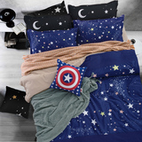 梦幻星空被套床单枕套三件套1.5米床儿童卡通星星四件套学生寝室