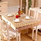 欧式烫金防水桌布桌垫防油免洗耐热长方形茶几台布pvc塑料餐桌布