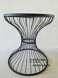 简约现代圆形玻璃茶几创意圆形铁艺桌个性艺术小客厅沙发时尚欧式