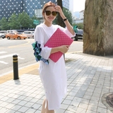 部分现货韩国代购miss&lady 十足存在感袖臂迷彩木耳边气质连衣裙
