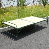 绿色竹席床金属架子折叠竹板单人床 铁质材质楠竹床板
