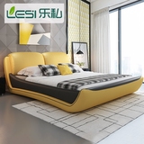 现代简约软体床创意真皮床双人床婚床1.8米1.5床储物床皮艺床软床