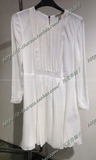 意大利专柜代购2016年春夏burberry白色甜美长袖连衣裙