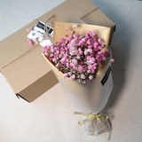 手工满天星干花小礼品花束礼盒 天然风干白色彩粉蓝色生日礼物