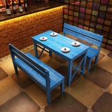 地中海餐桌椅组合实木饭桌小户型吃饭桌咖啡厅复古桌简易餐桌椅