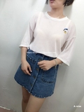 【败家Miss】韩国订单 冰麻针织刺绣卡通T 唐老鸭宽松套头T恤 女
