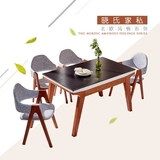 水曲柳实木餐桌长方形饭桌北欧原木钢化玻璃餐桌椅组合餐桌椅