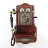 欧式壁挂式古典电话机 仿古电话 办公家用豪华挂墙实木电话