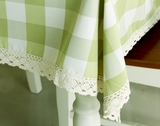 小定制桌布绿色花边盖布定做清新欧式茶几布书桌田园布艺格子桌布
