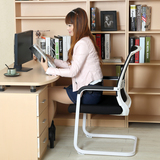 弓形电脑椅家用白色靠背椅人体工学职员办公会议椅子布艺简约现代