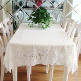 桌布盖布镂空纯色茶几垫长方形圆形台布布艺电视柜田园蕾丝桌布