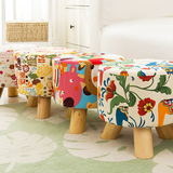 可爱小矮凳子茶几凳圆凳子布艺沙发凳创意换鞋小板凳木凳幼儿园