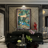 促销新中式客厅卧室书房沙发背景装饰画纯手绘山水油画含外框