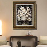欧式玄关花卉装饰画抽象餐厅壁画有框百年好合卧室挂画百合花油画