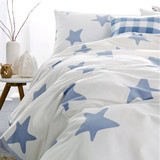北欧韩式清新蓝色纯棉星星四件套简约全棉条纹被套床单床品春新品