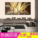 东南亚立体风格装饰画芭蕉叶泰式金箔画手绘油画客厅背景墙壁挂画