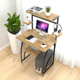 省空间台式电脑桌简易办公桌小型简约带书架桌子家用单人钢木书桌