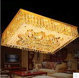新款1.2米金色长方形大厅餐厅灯具led水晶灯大气欧式客厅吸顶灯饰