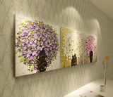 易卓diy数字油画三联三拼欧式大幅客厅风景花卉创意手绘装饰画