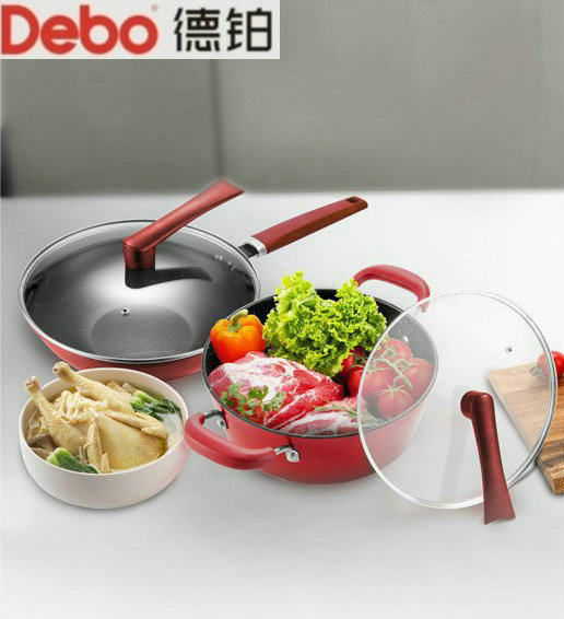 debo German German german iron non-stick pot wheat rice stone frying pan soup pot two-piece set set compound bottom DEP-562