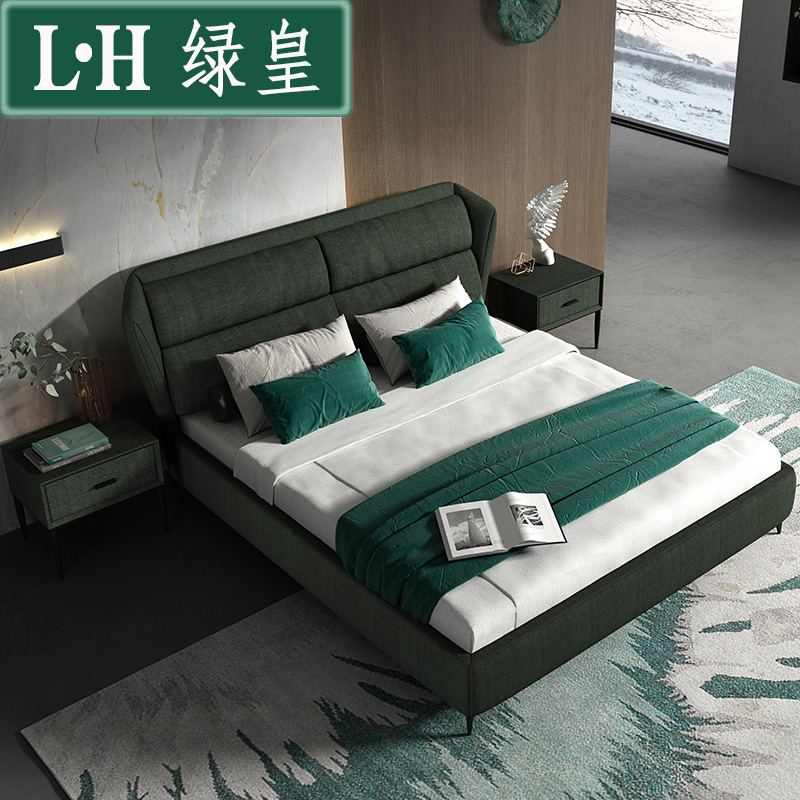 Master bedroom fabric bed simple modern double bed can be removed wash 1.8 meters Nordic high-end ins net red bed soft wrap bed