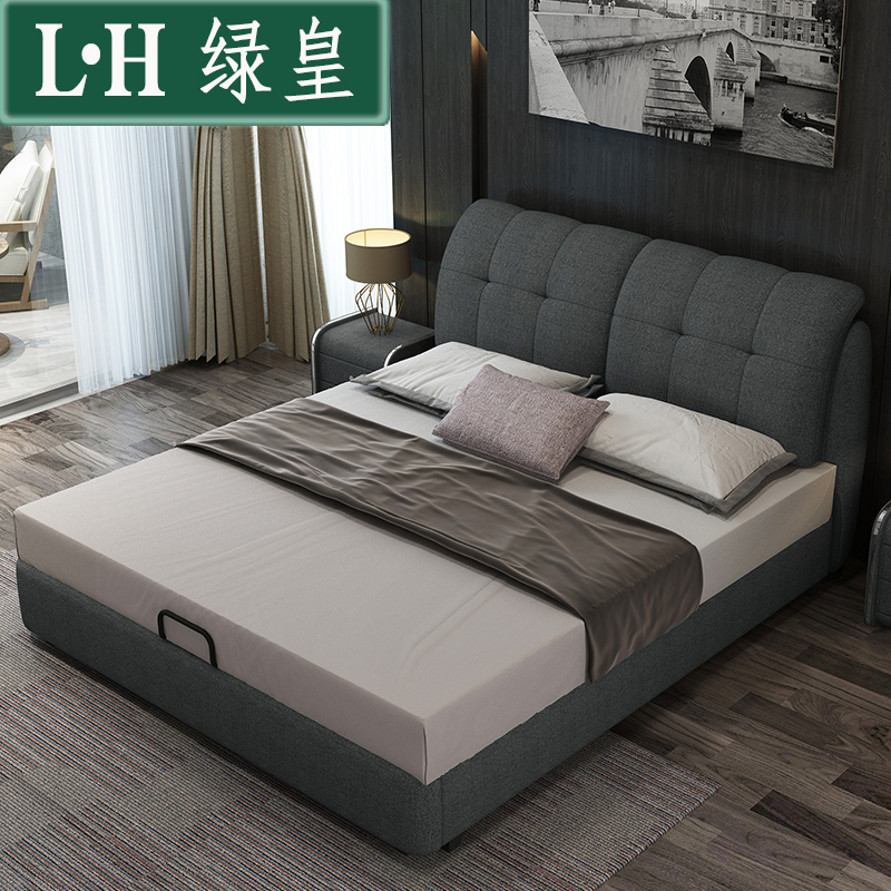 Anti-fouling fabric bed can be removed and washed master bedroom double bed 1.8 meters 1.5 modern minimalist small household type side Nordic cloth bed