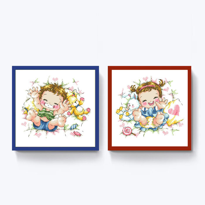 DMC self-equipped cross-stitch kit SODA SO-3138-3139 cute baby boy and baby girl