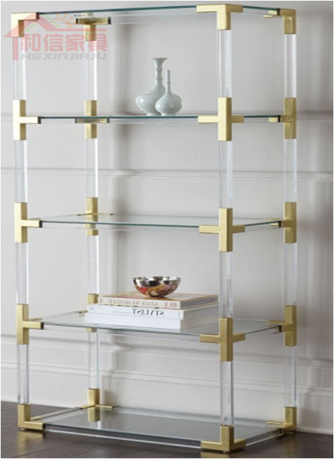 Multi-storey gold stainless steel bookshelf display rack modern minimalist living room floor-to-ceiling rack multi-functional