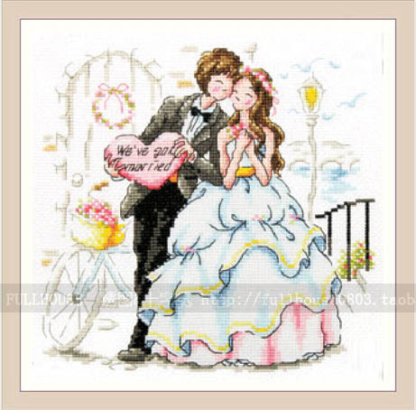 DMC comes with cross-stitch kit SODA SO-3114 Romantic wedding cartoon bride groom new wedding objects