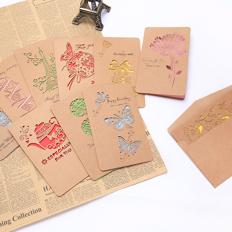 Hollow big greeting card to fold card message company school general send male and female friends and colleagues birthday gifts