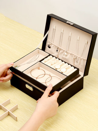 European high-end leather jewelry box bracelet necklace ring stud earrings jewelry collection box