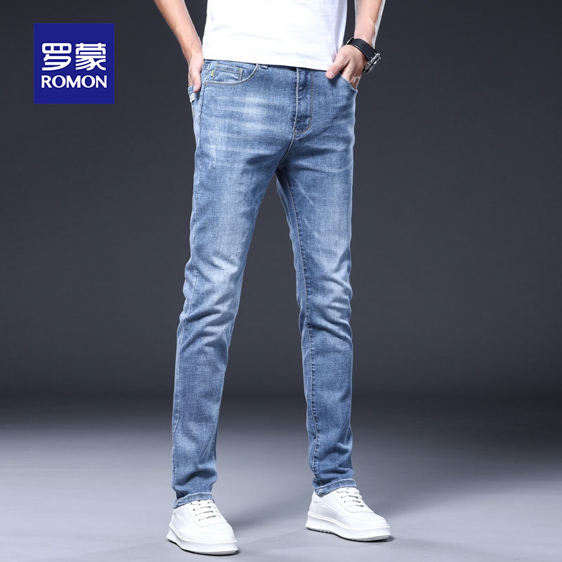 Lomond jeans mens Korean version casual loose straight straight straight male pants official handsome young small feet long pants tide