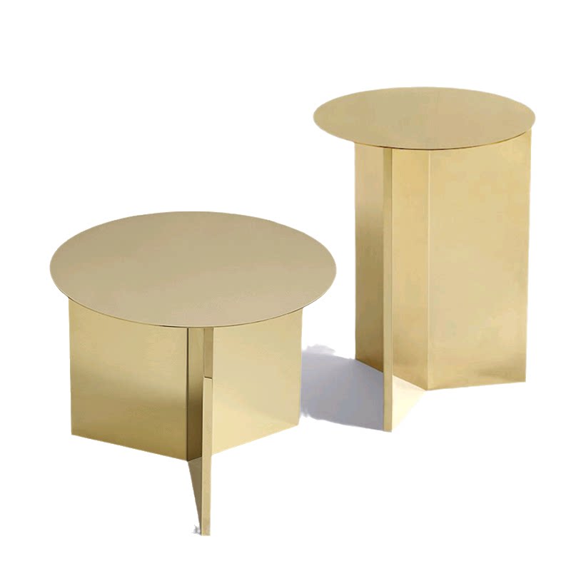 Personality creative light luxury table mirror titanium living room small household mini side a few stainless steel sofa small round table simplicity