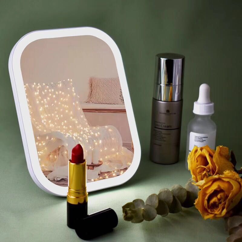 Led make-up mirror with lamp lighting folding portable charging model touch dlight mirror can be hung wall magneto-absorbing plastic mirror