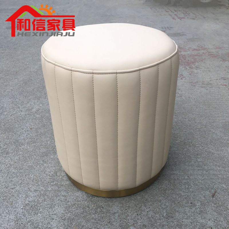 Minimalist dresser stool bedroom modern footstool leather European-style makeup stool model room round stool designer furniture
