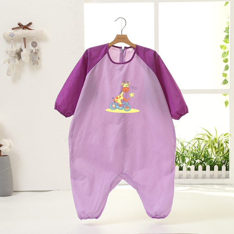 Baby eating hood waterproof jumpsuit baby crawler children draw a full body anti-dirty crawl anti-wearing protective clothing