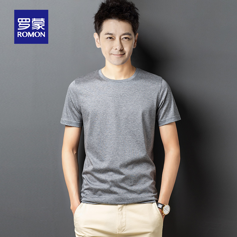 Lomond t-shirt mens half-sleeve summer dress new mulberry silk round collar thin casual 100-piece solid-colored short-sleeved slim T